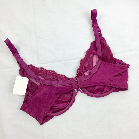 NWT vintage 90s unlined nylon lace bra - Picture 3 of 4